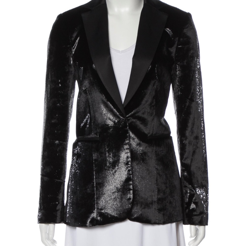 Frame velvet black metallic blazer nwot xs